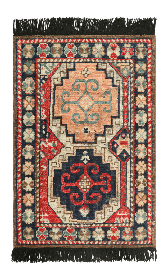 Rug & Kilim's Classic Oriental Rug with Peach and Indigo Tribal Medallions