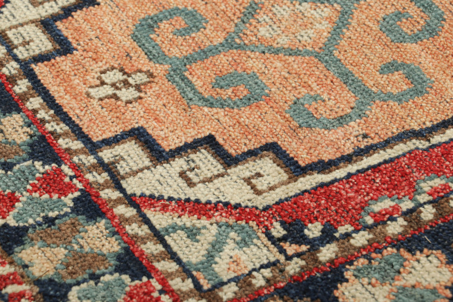 Hover image of Rug & Kilim's Classic Oriental Rug with Peach and Indigo Tribal Medallions
