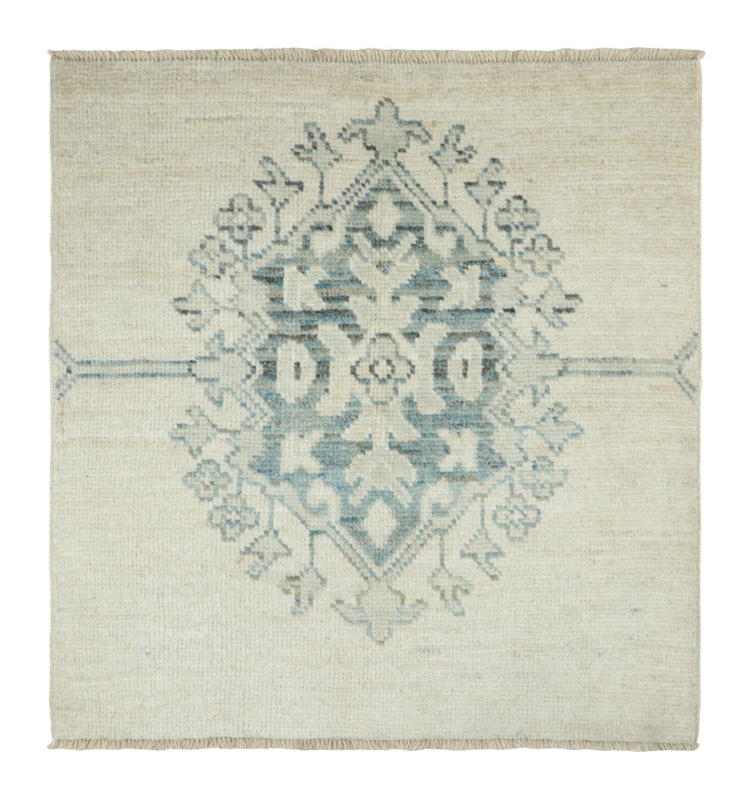 Rug & Kilim's Classic Oriental Square Rug with Slate Blue Medallion