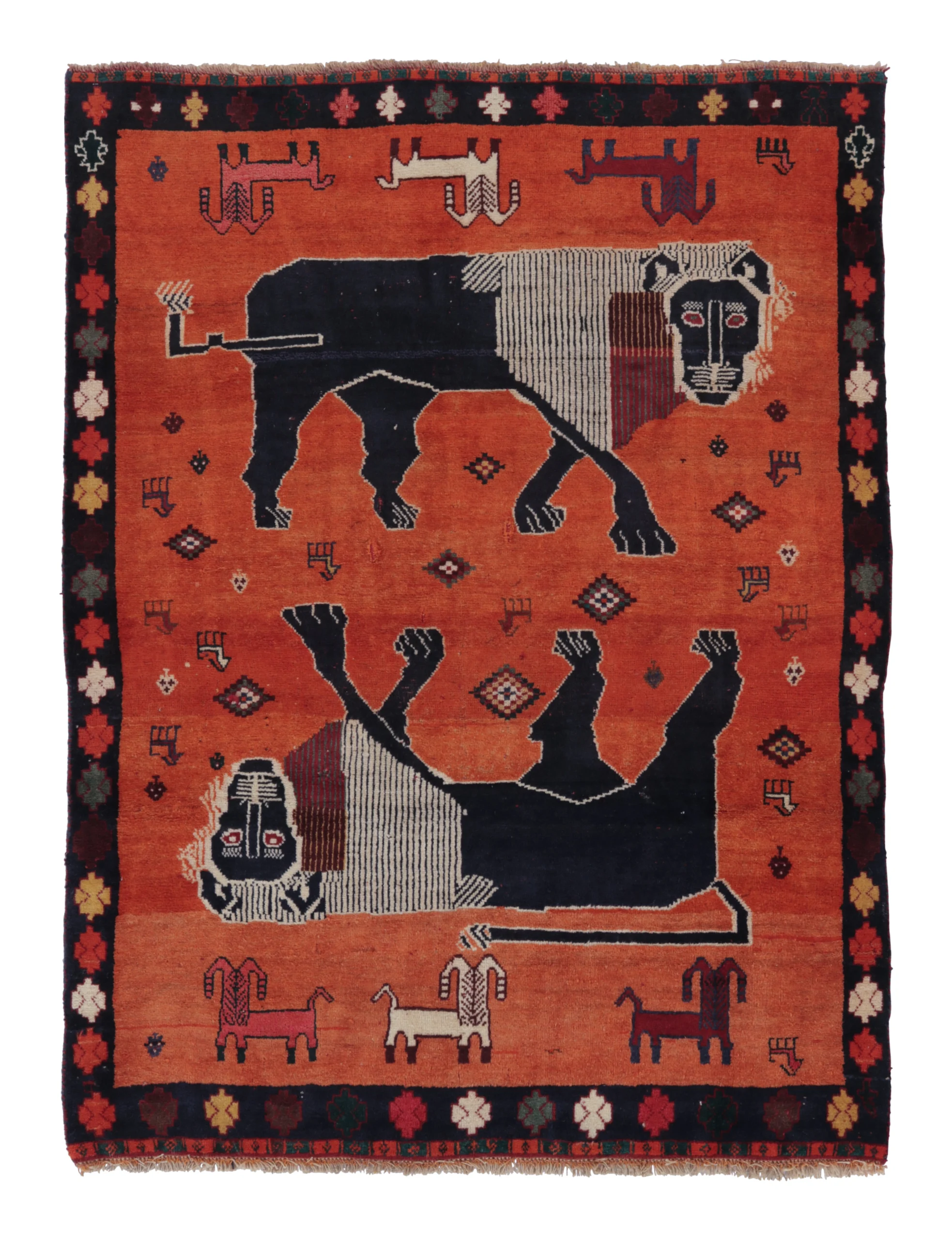 Vintage Persian Gabbeh Pictorial Rug