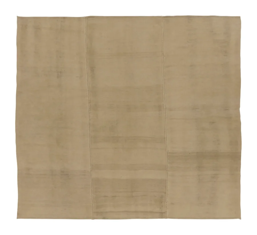 Rug & Kilim’s Contemporary Rez Kilim in Brown Textural Stripes