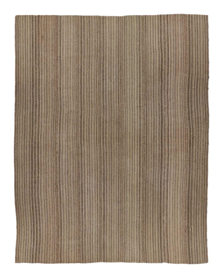 Rug & Kilim’s Modern Rez Flatweave Kilim in Brown Textural Stripes