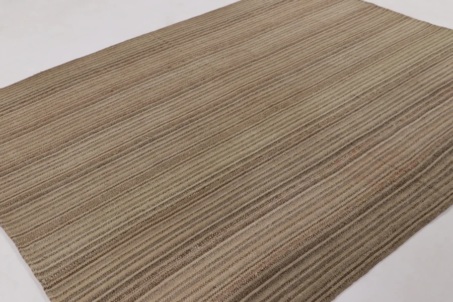 Hover image of Rug & Kilim’s Modern Rez Flatweave Kilim in Brown Textural Stripes