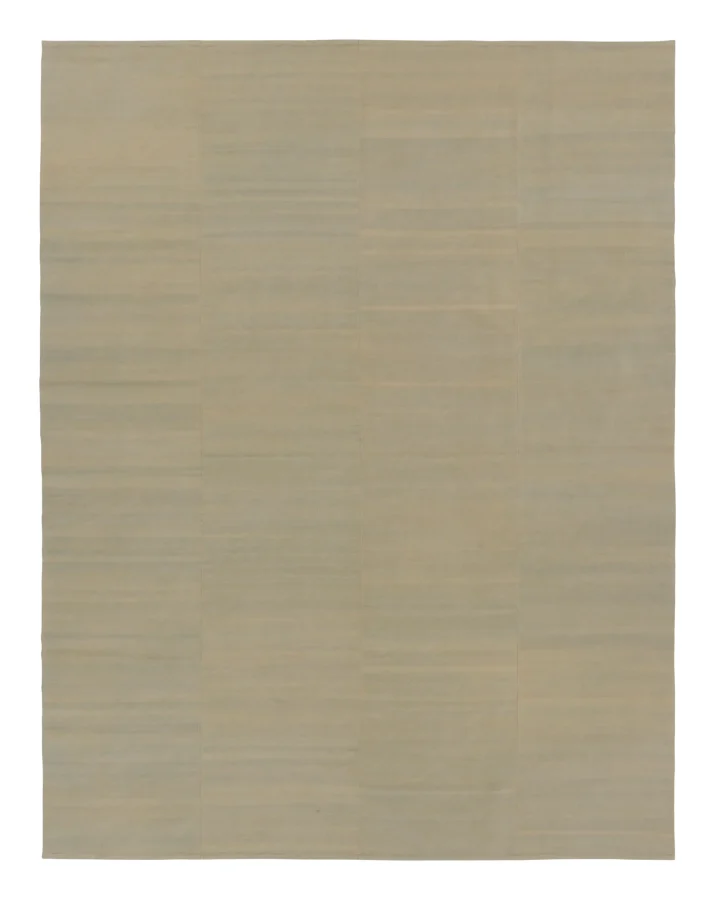 Rug & Kilim’s Contemporary Rez Kilim in Brown and Teal Textural Stripes