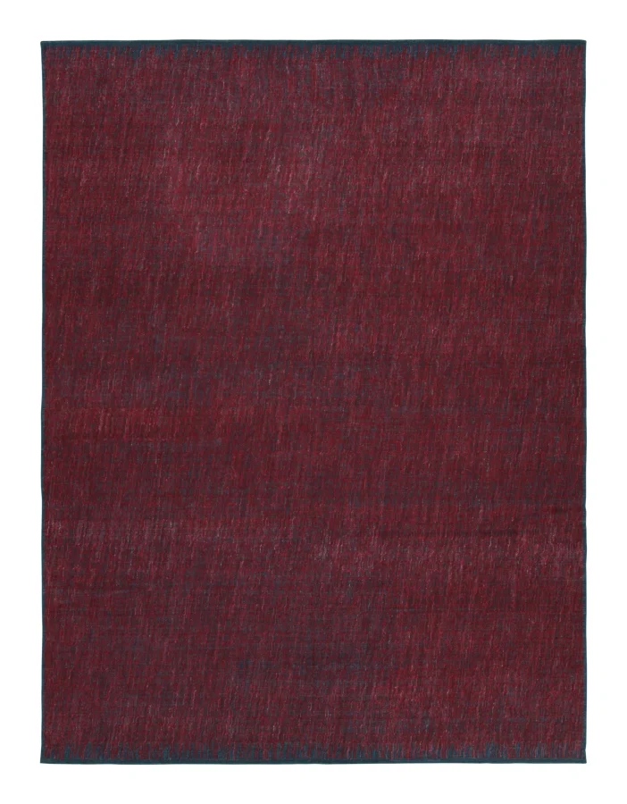Rug & Kilim’s Contemporary Sumak Rug in Red and Charcoal Textured Design