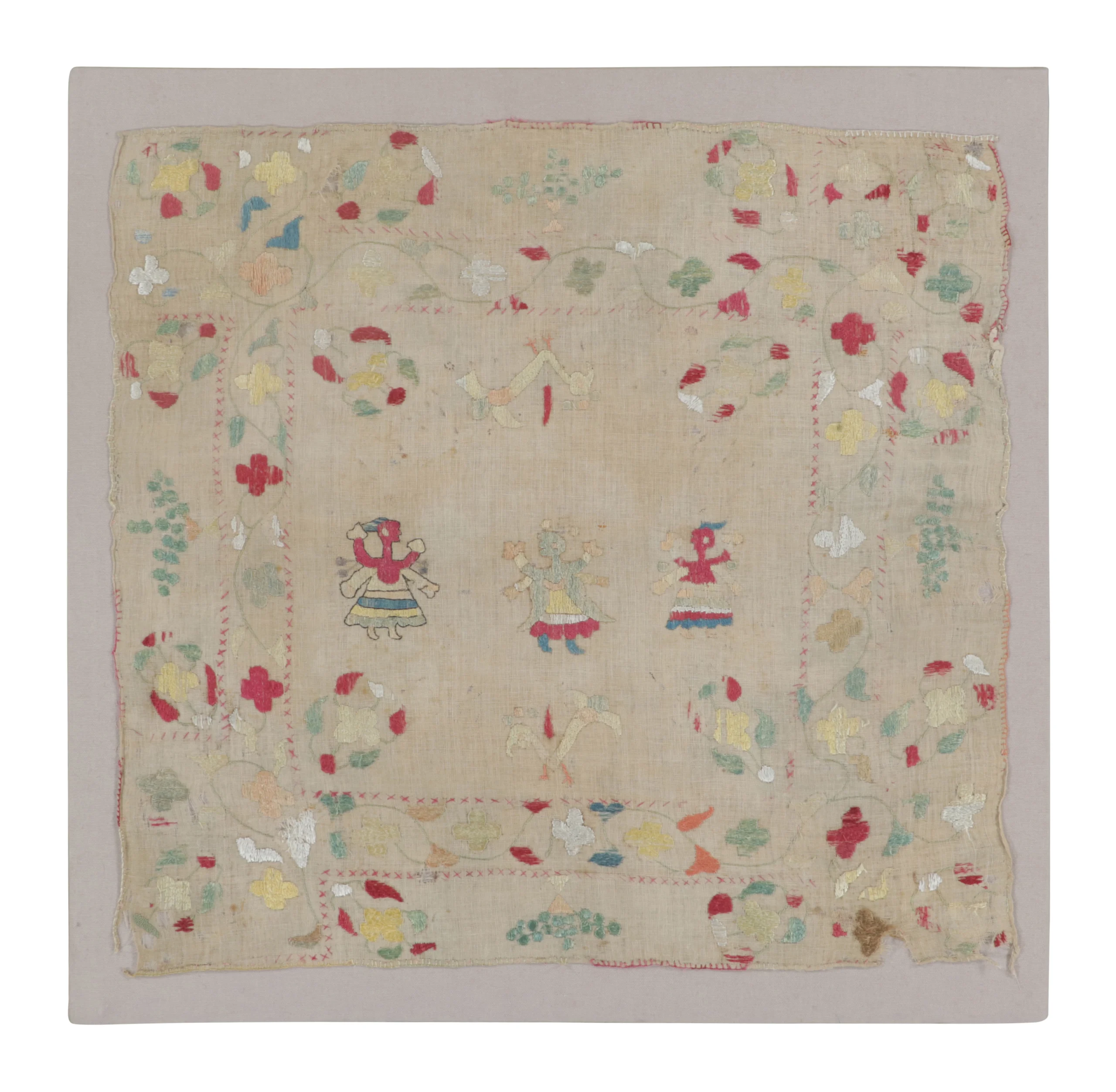 Antique Greek Embroidery Square Rug