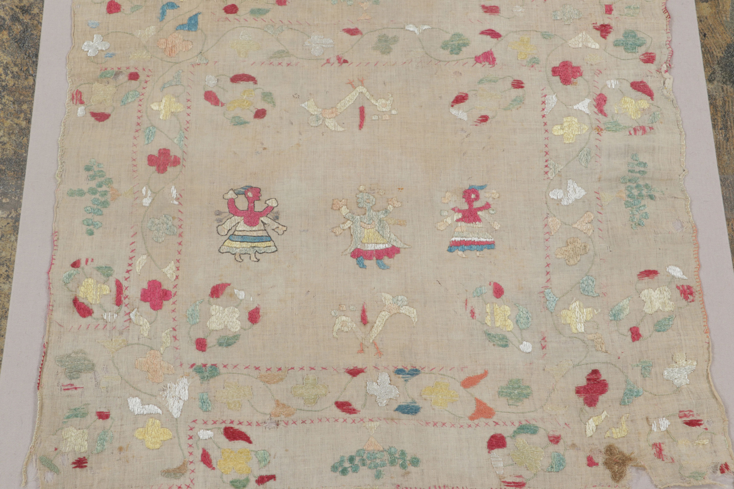 Antique Greek Embroidery Square Rug