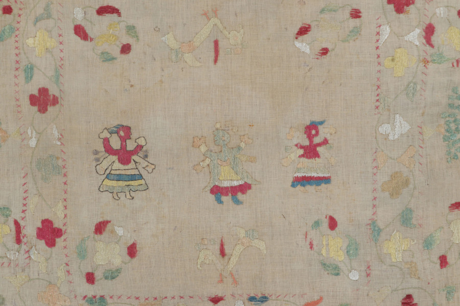 Antique Greek Embroidery Square Rug