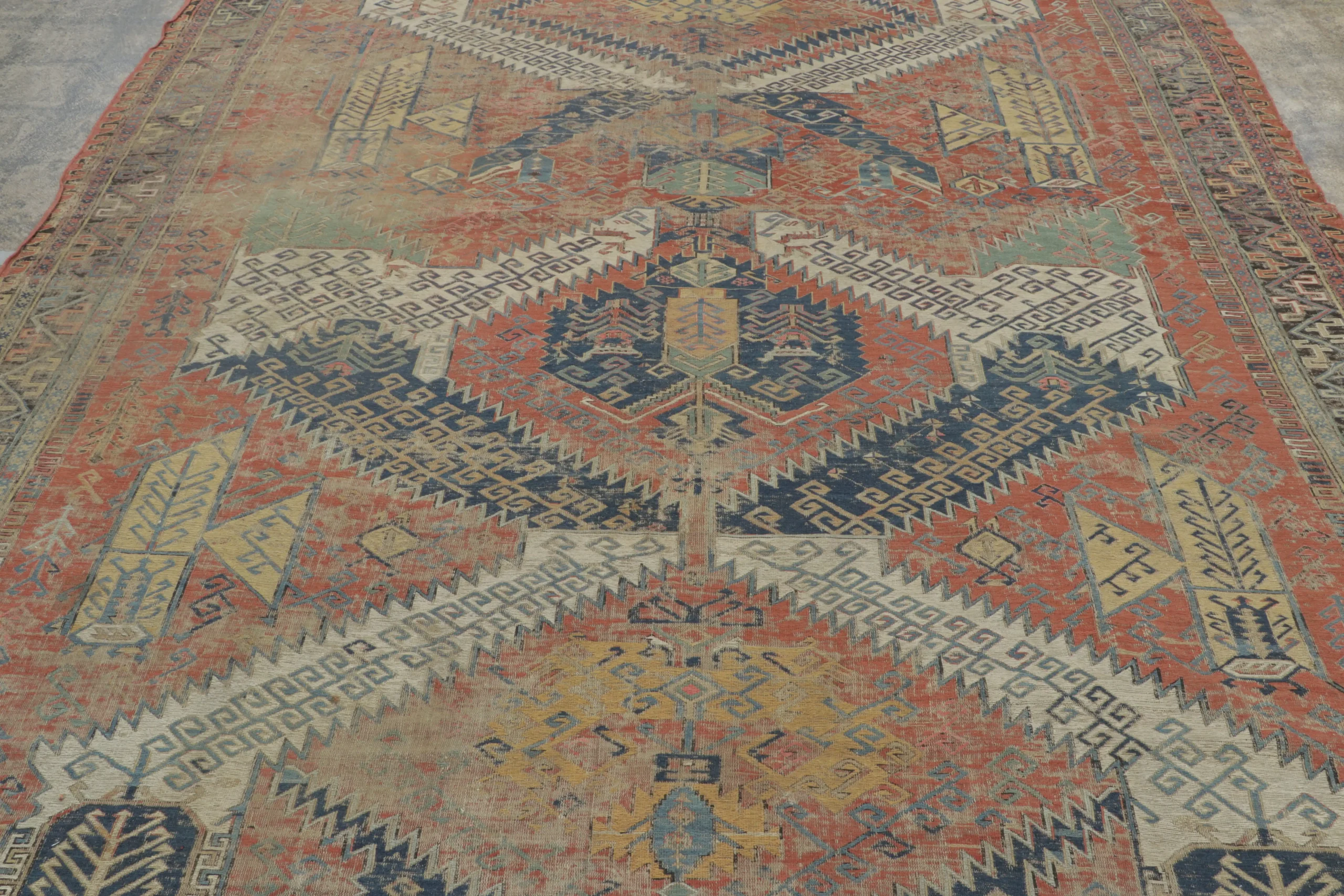 Antique Soumak Dragon Rug