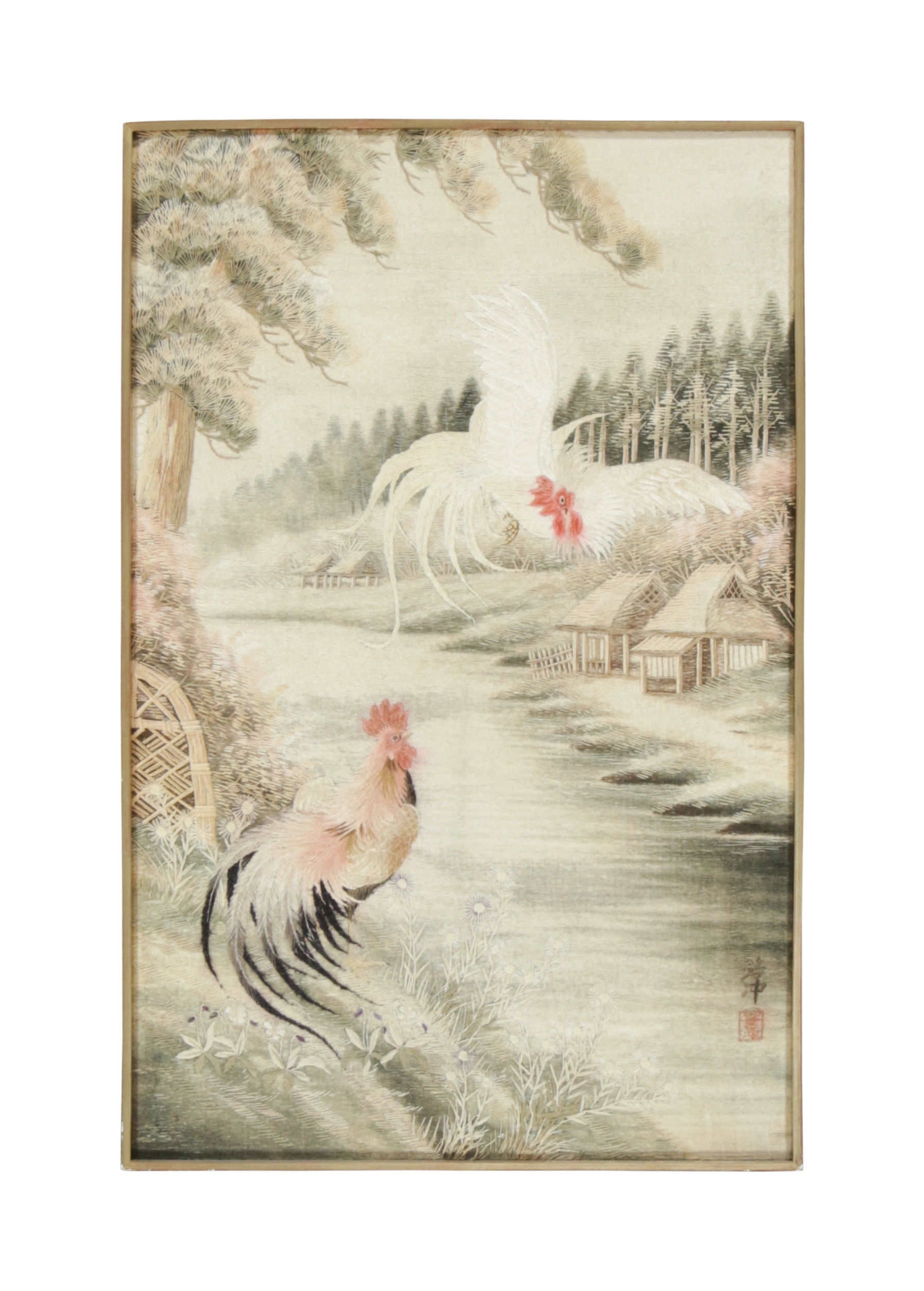 Antique Japanese Pictorial Tapestry Runner