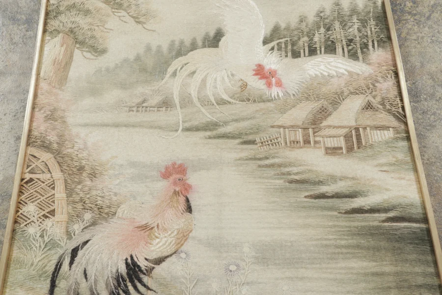 Antique Japanese Pictorial Tapestry Runner