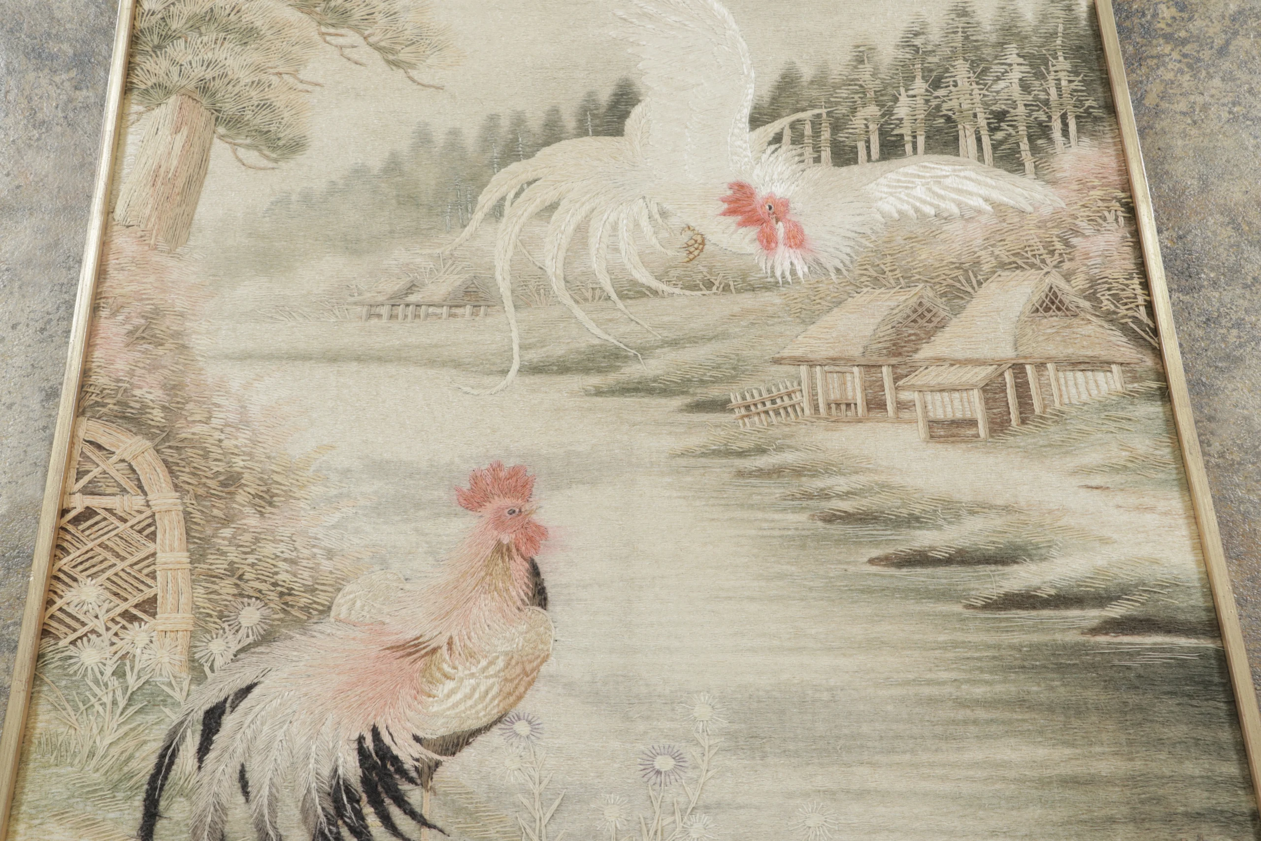 Antique Japanese Pictorial Tapestry Runner