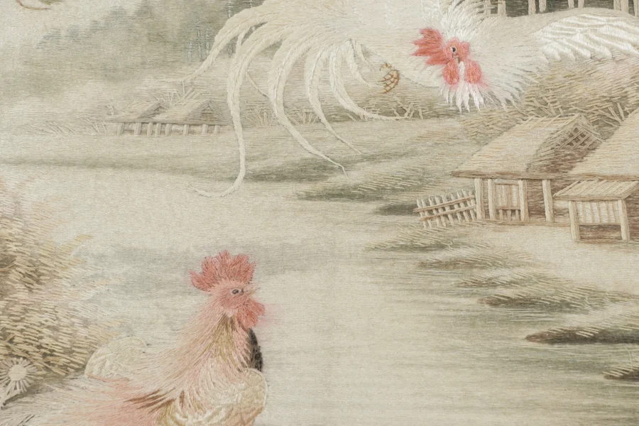 Antique Japanese Pictorial Tapestry Runner