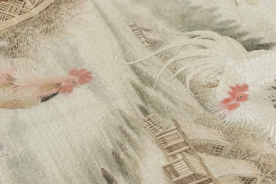 Antique Japanese Pictorial Tapestry Runner