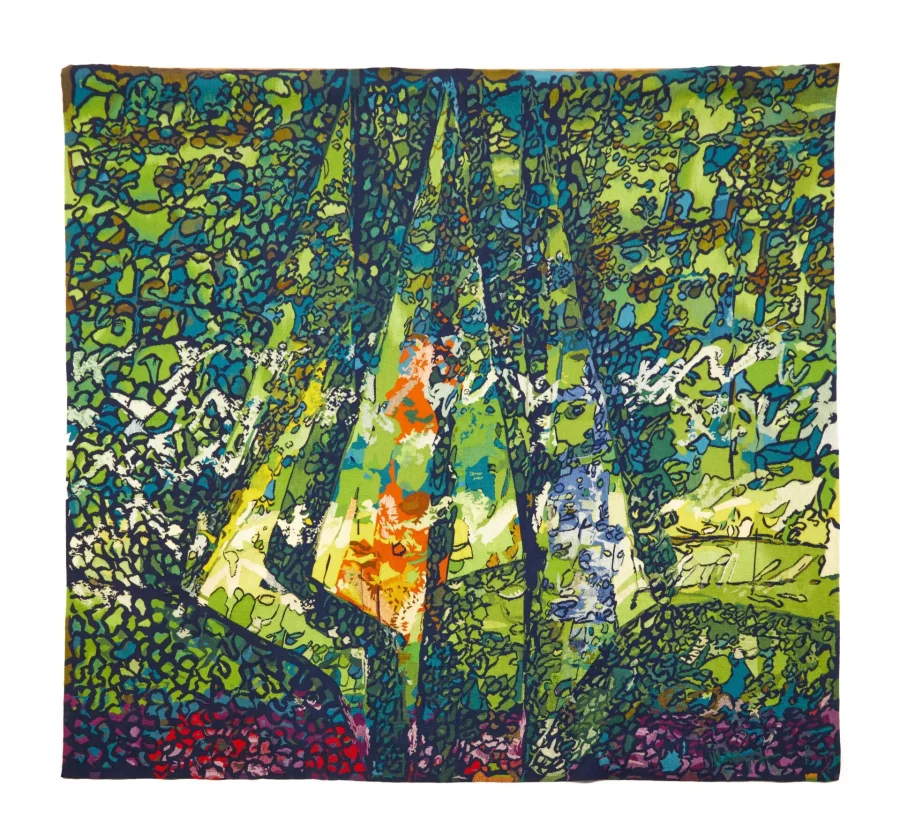 Vintage Signed Aubusson Square Tapestry “Summer Light” by Mathieu Matégot  - Rug & Kilim