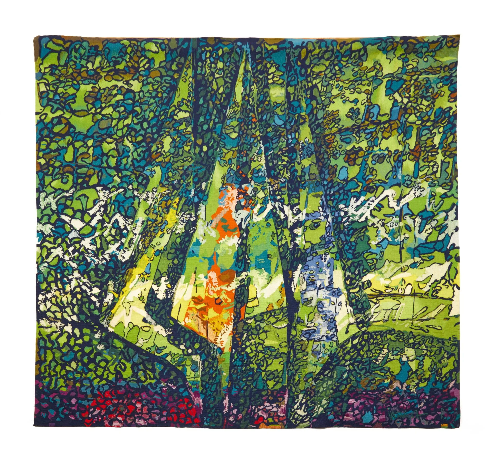Vintage French Aubusson Square Tapestry
