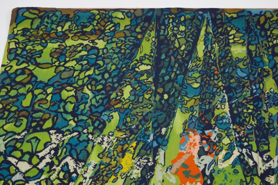 Hover image of Vintage Signed Aubusson Square Tapestry “Summer Light” by Mathieu Matégot  - Rug & Kilim
