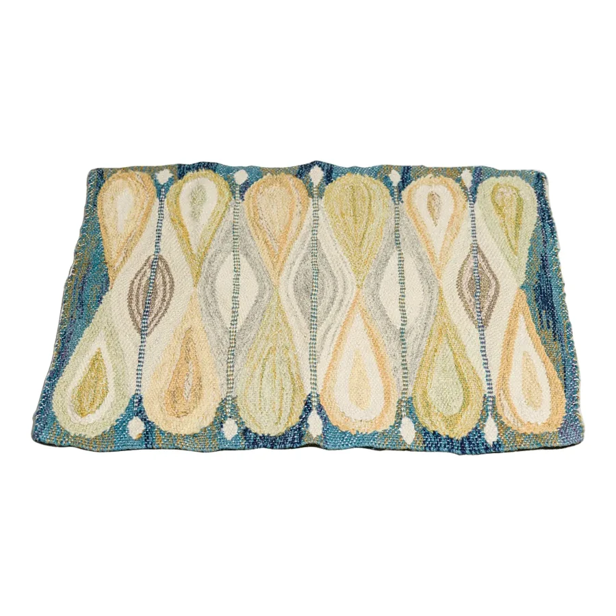 Vintage Gift-Sized Swedish Square Rug with Beige Geometric Design - Rug & Kilim