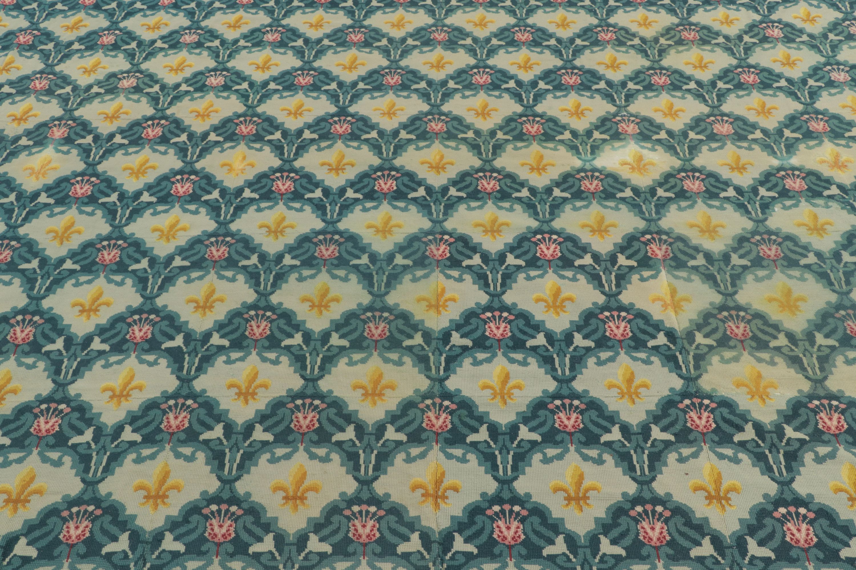 Antique Needlepoint Floral Rug
