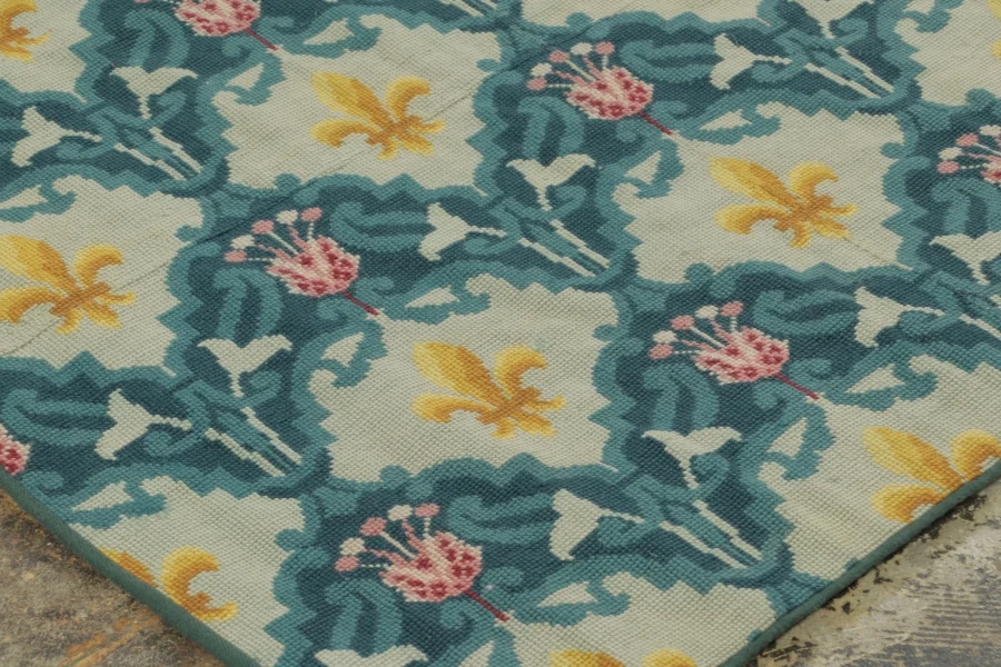 Antique Needlepoint Floral Rug
