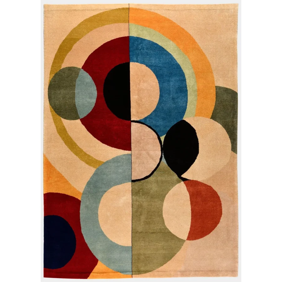 Vintage French Mid-Century Modern Rug in Orphist Geometric Design - Rug & Kilim