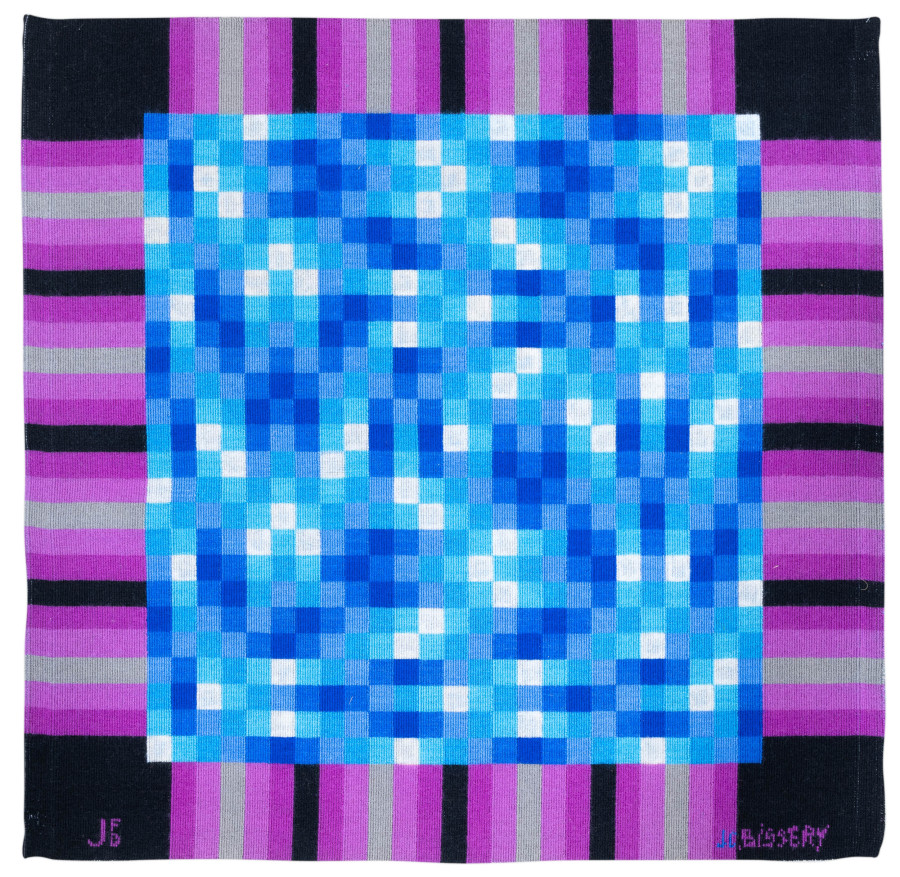 Vintage French Geometric Abstract Tapestry, Signed by Bissery - Rug & Kilim