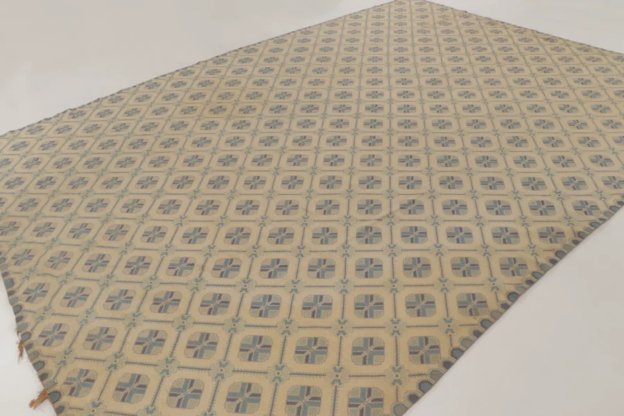 Hover image of Oversized Vintage Portuguese Needlepoint Rug with Floral Lattice - Rug & Kilim