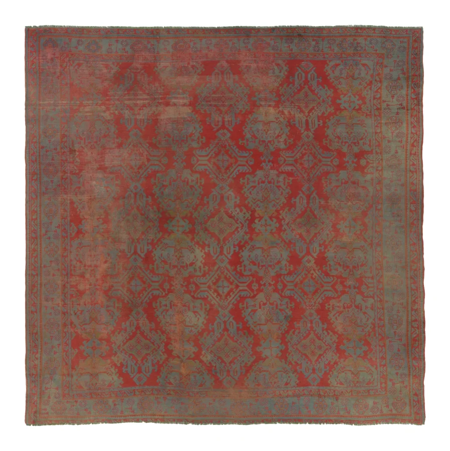 Oversized Vintage Turkish Shag Rug with Stripes in Beige Hues