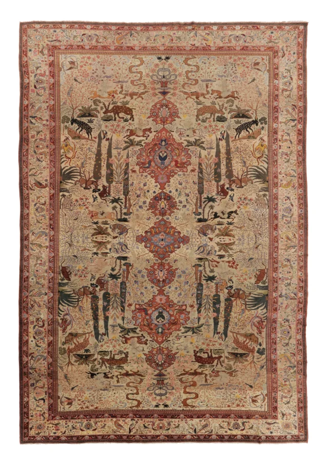 Rare Oversized Antique European Rug with Pictorials & Medallions - Rug & Kilim