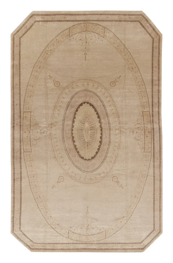 Rug & Kilim’s Oversized French Savonnerie Custom Rug with Golden Medallion