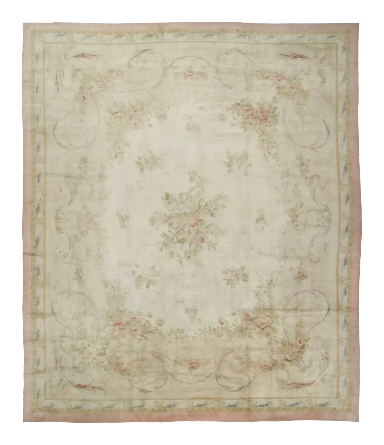 Oversized Antique Savonnerie Rug in Floral Medallion Design - Rug & Kilim