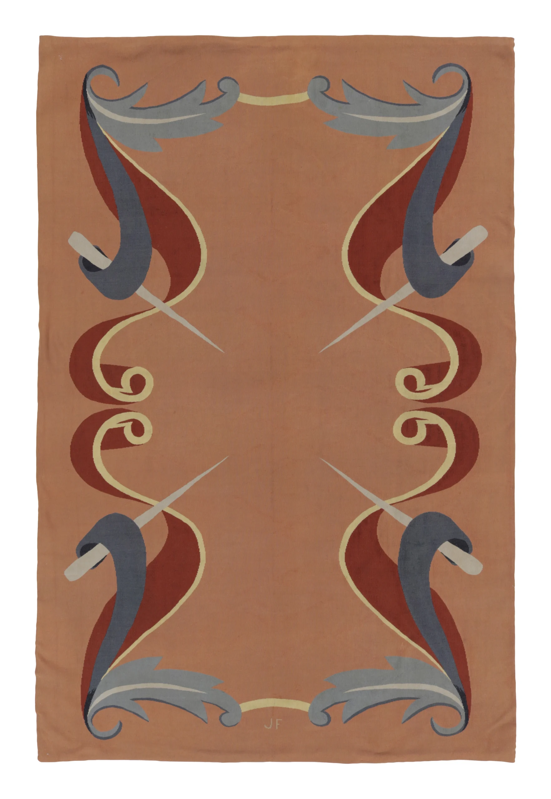 Signed Antique French Modernist Aubusson Rug