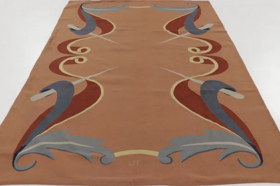Hover image of Signed “JF” Antique Modernist Aubusson Rug with Neo Baroque Design - Rug & Kilim