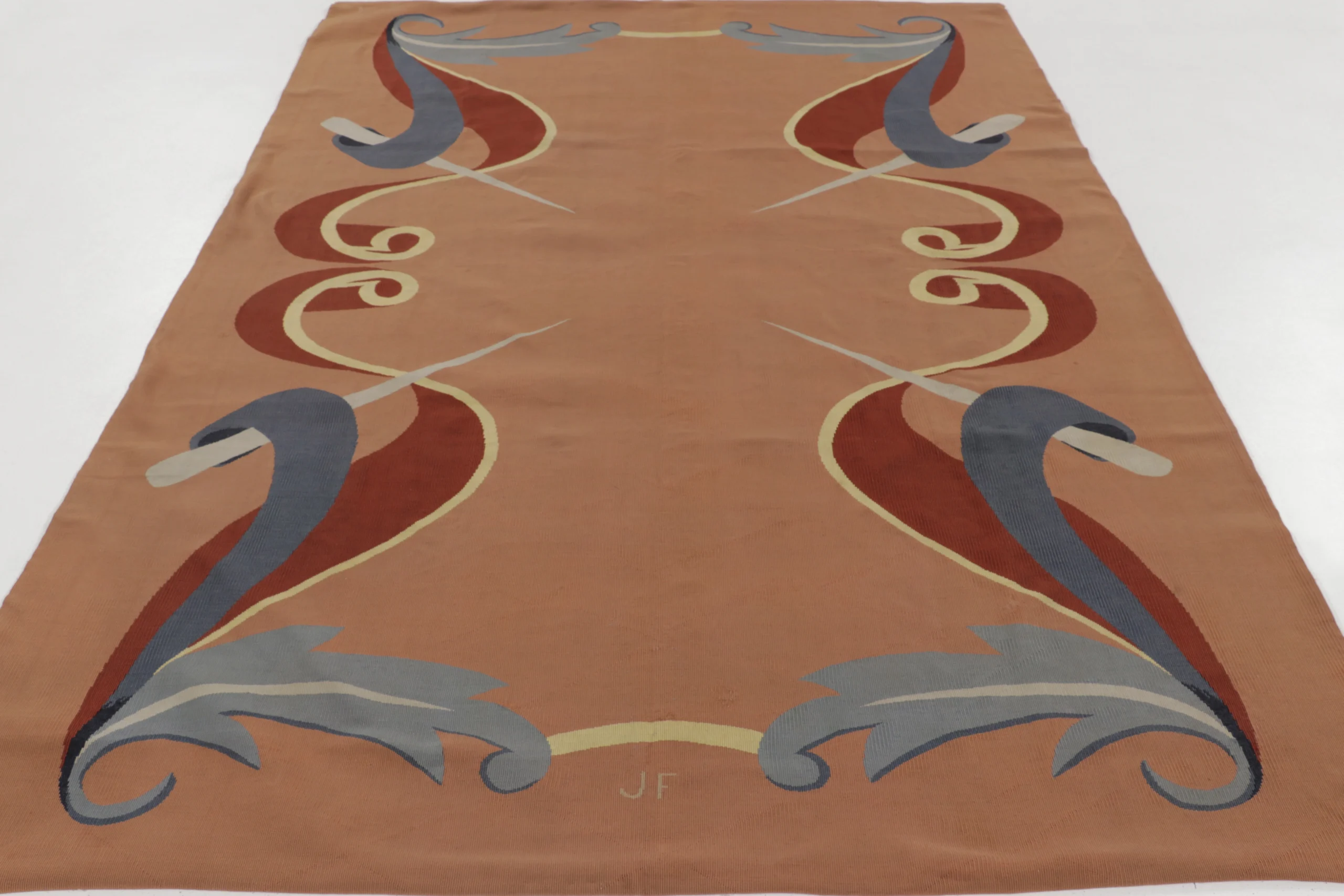 Signed Antique French Modernist Aubusson Rug