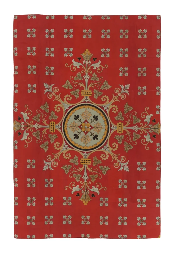 Antique English Needlepoint Victorian Rug with Neoclassical Florals - Rug & Kilim