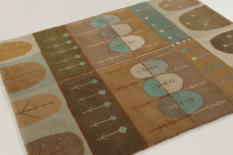 Vintage Scandinavian Geometric Flatweave