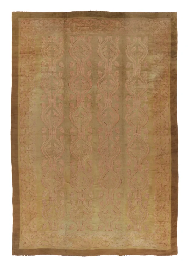 Oversized Antique Austrian Savonnerie Rug with Golden Florals - Rug & Kilim