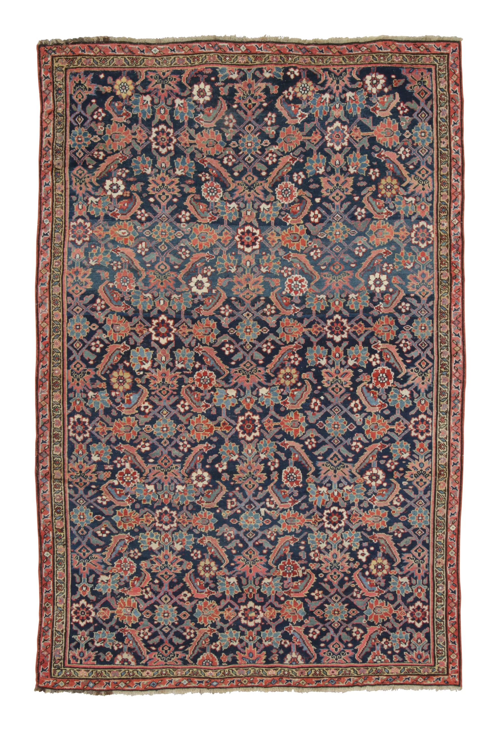 Antique Persian Floral Geometric Rug