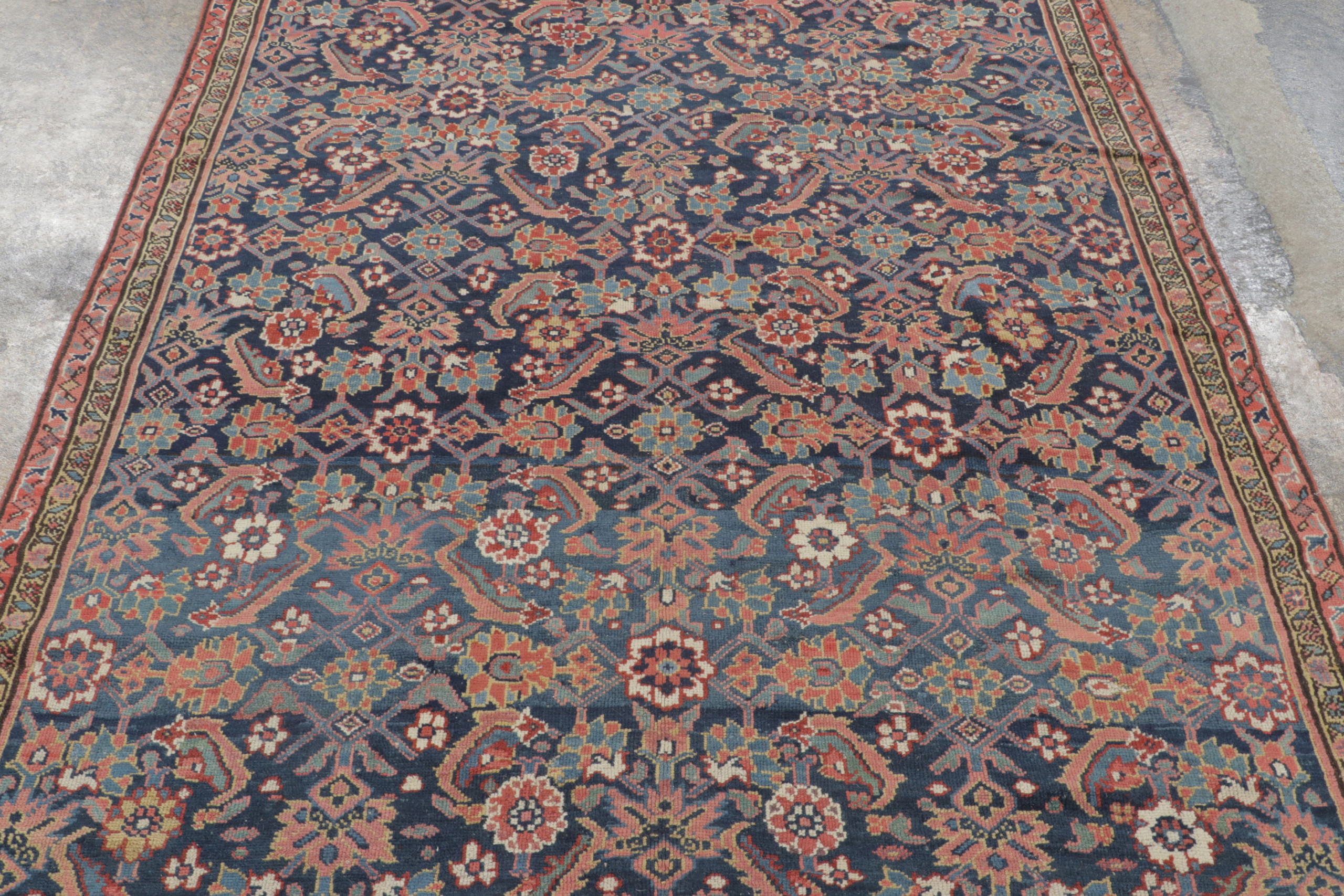 Antique Persian Floral Geometric Rug