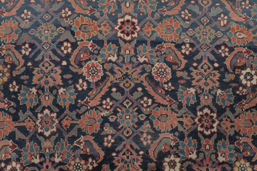 Antique Persian Floral Geometric Rug