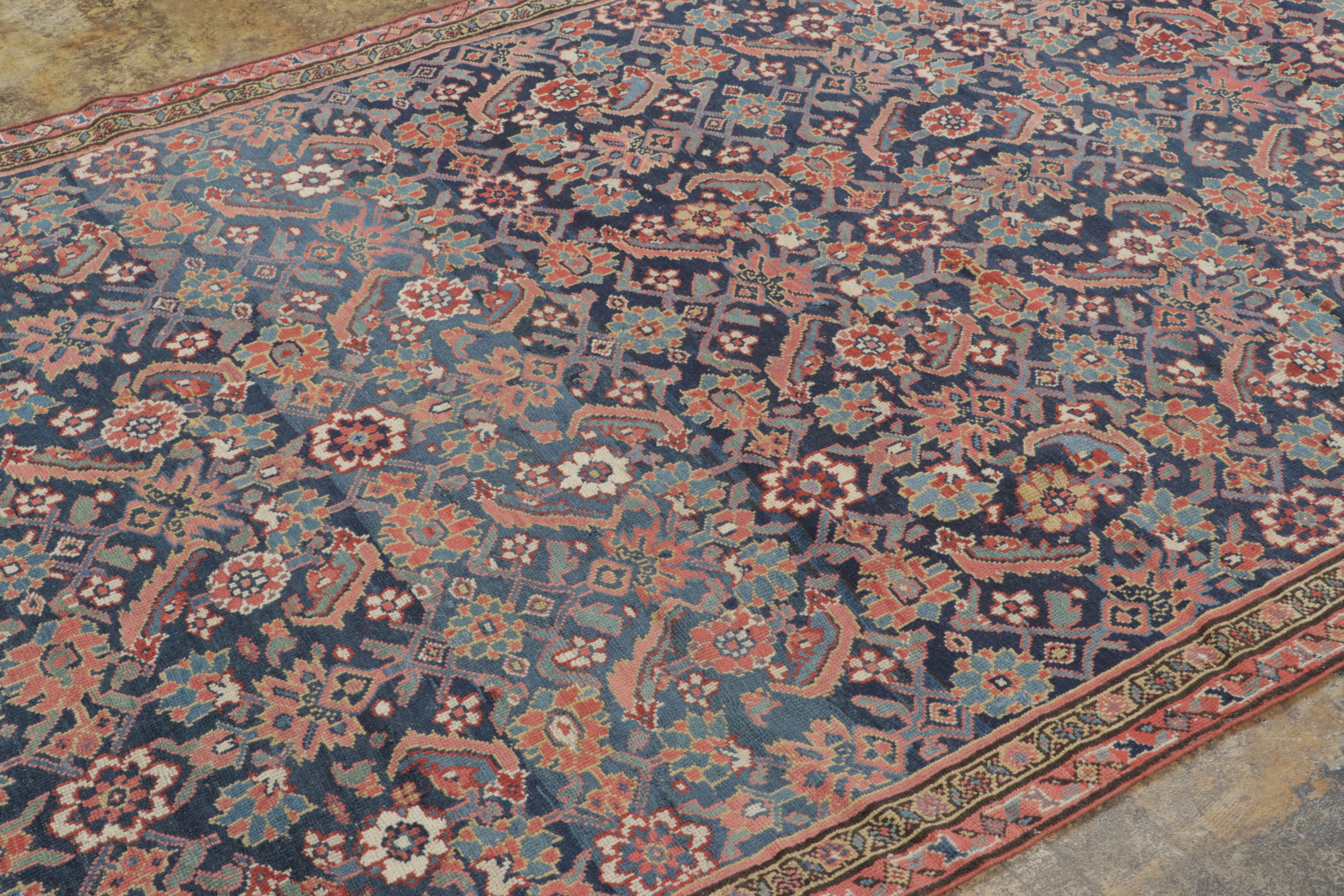 Antique Persian Floral Geometric Rug