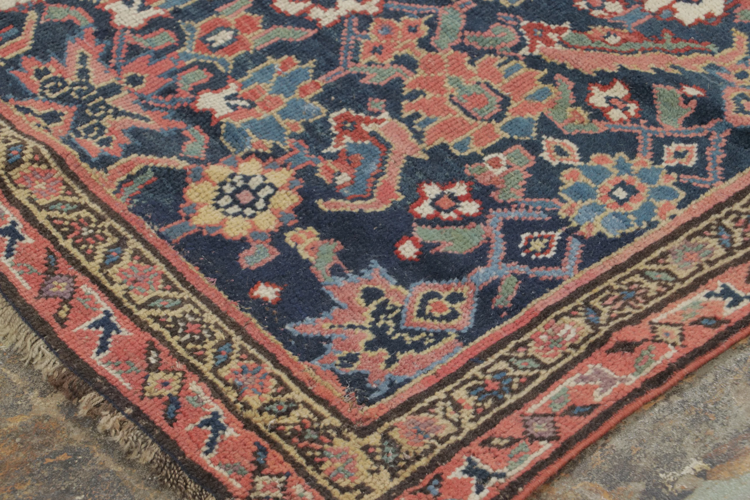 Antique Persian Floral Geometric Rug