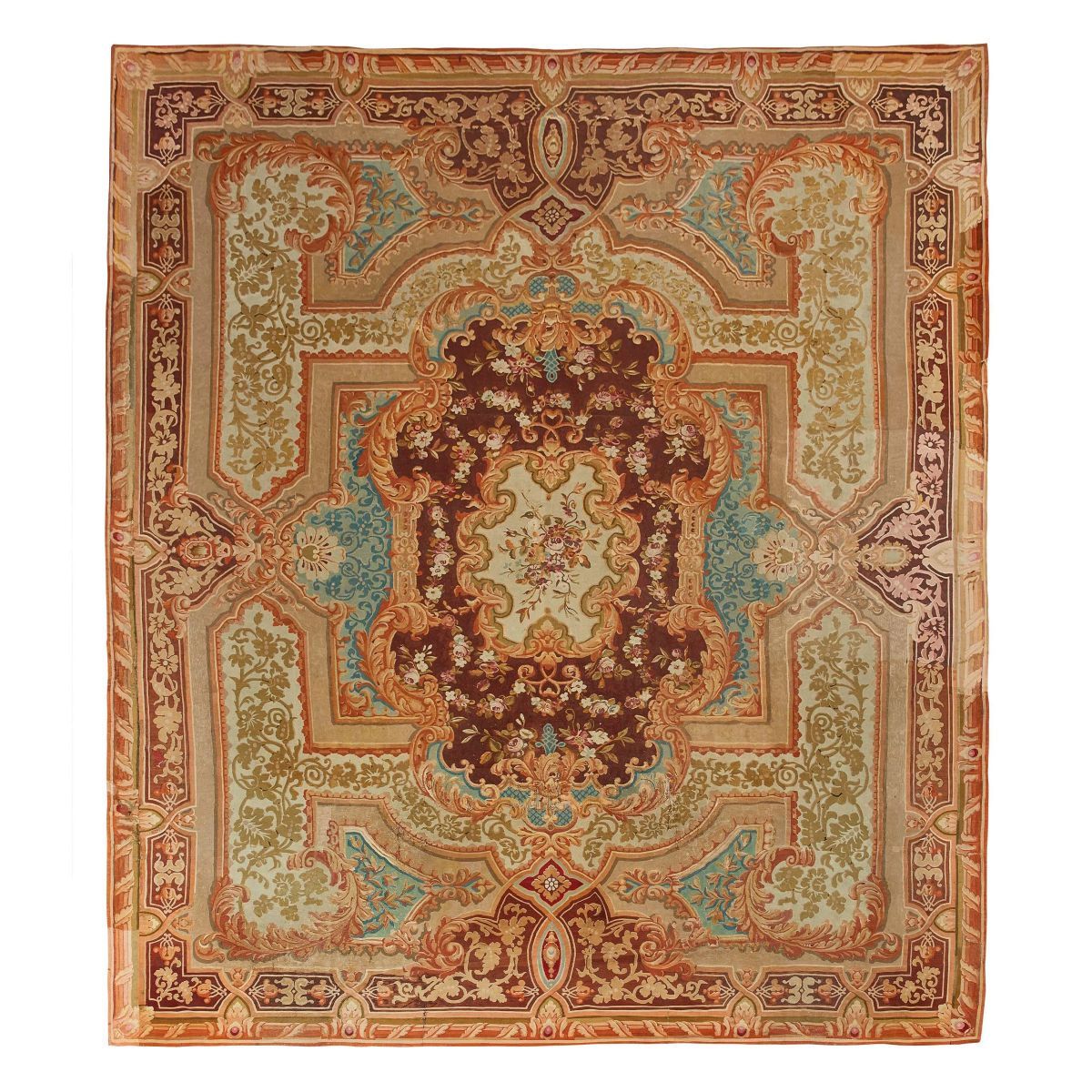 Oversized Antique French Aubusson Rug