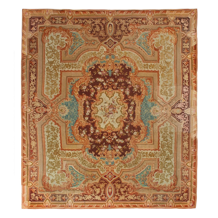 Oversized Antique French Aubusson Rug