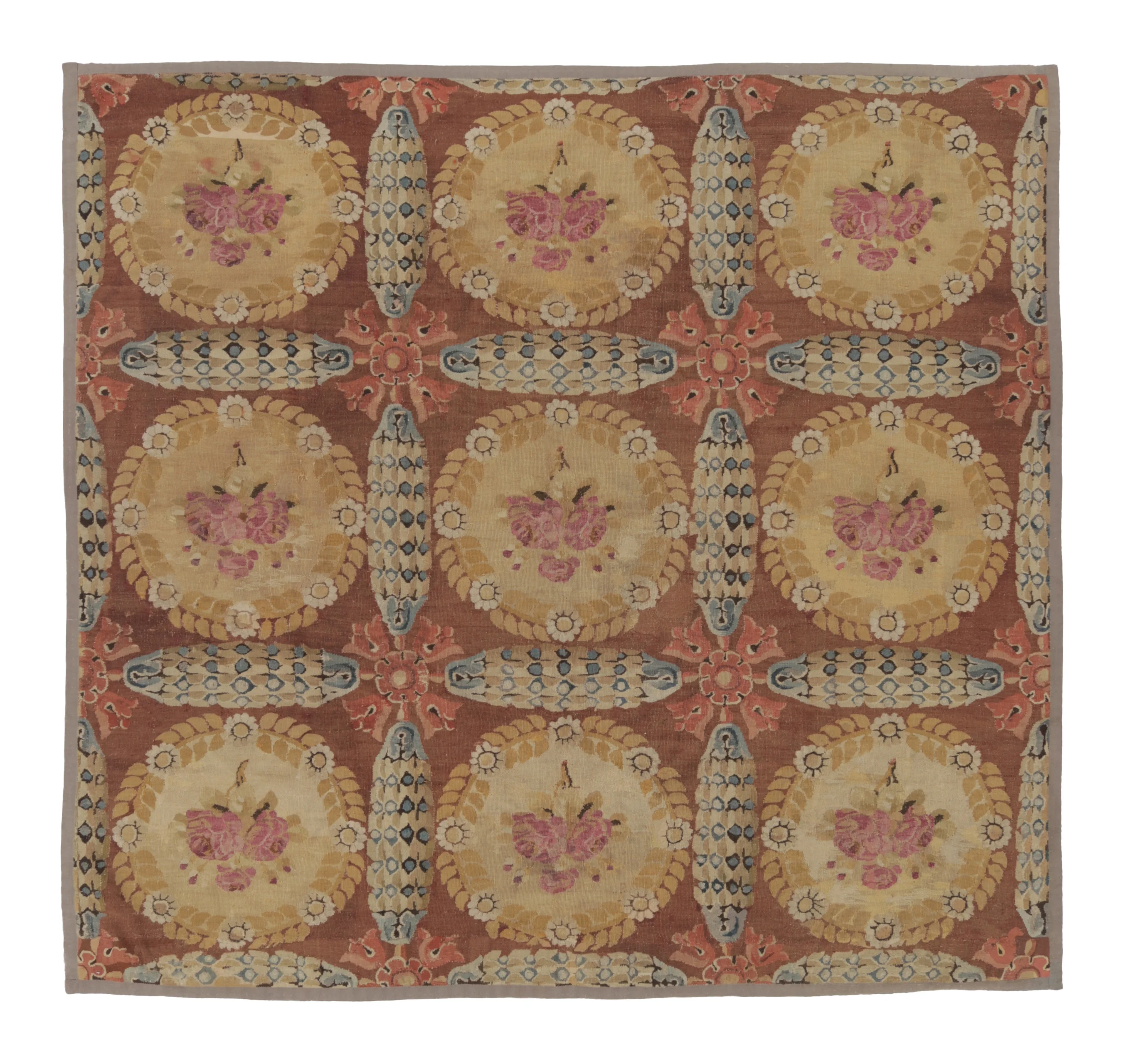 Antique Aubusson Square Rug