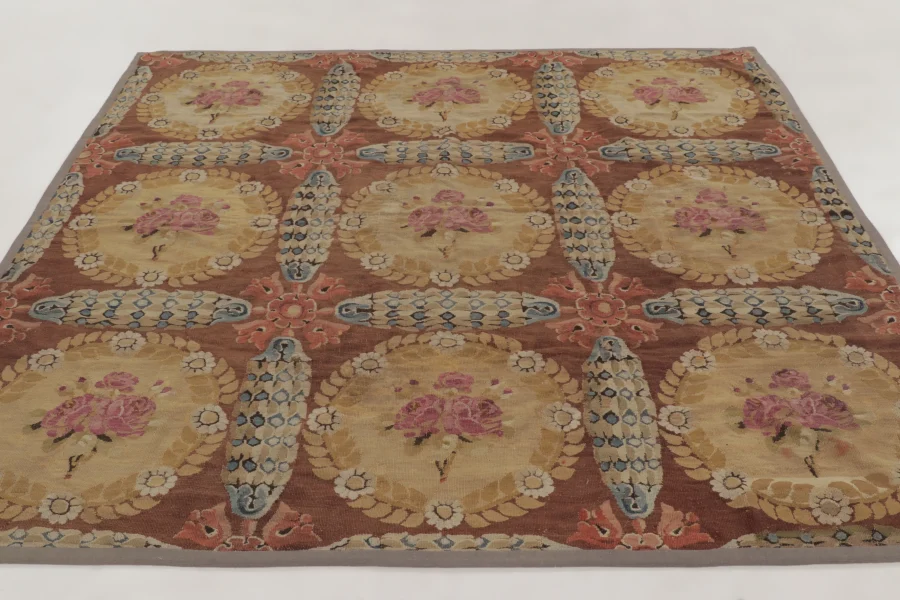 Antique Aubusson Square Rug