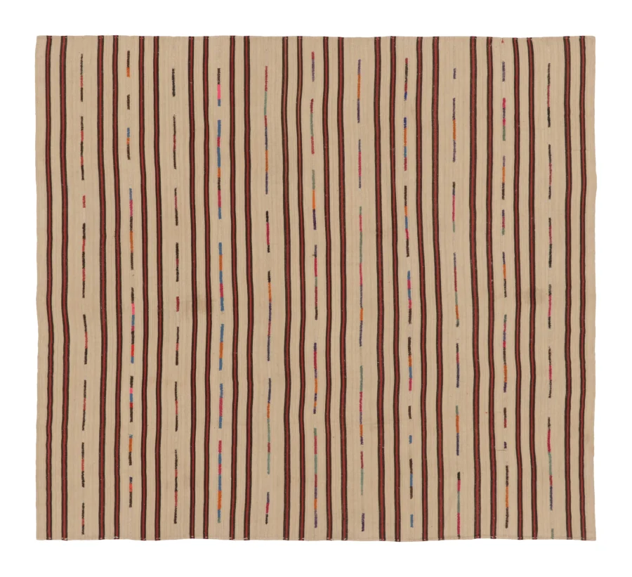 Vintage Persian Palas Bidjar Kilim with Polychromatic Stripes - Rug & Kilim