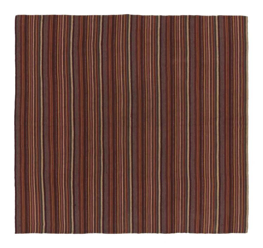 Rug & Kilim’s Contemporary Square Flatweave Rug with Variegated Stripes
