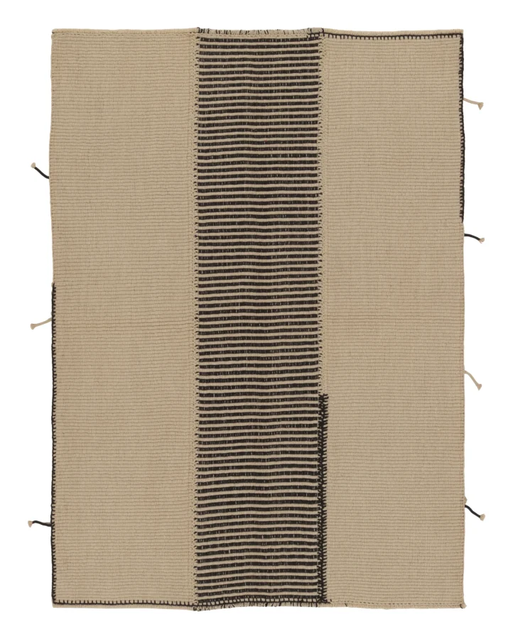 Rug & Kilim's Contemporary Rez Kilim Flatweave with Black Striped Design