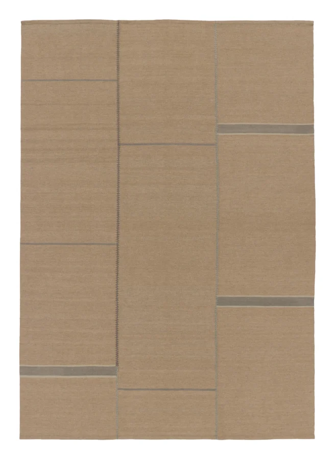 Rug & Kilim’s Contemporary Kilim with Rectangular Designs in Beige & Blue